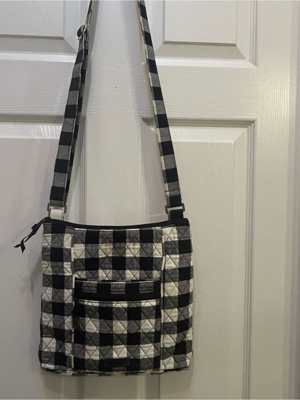 Vera Bradley cotton Black & White Check Crossbody Bag